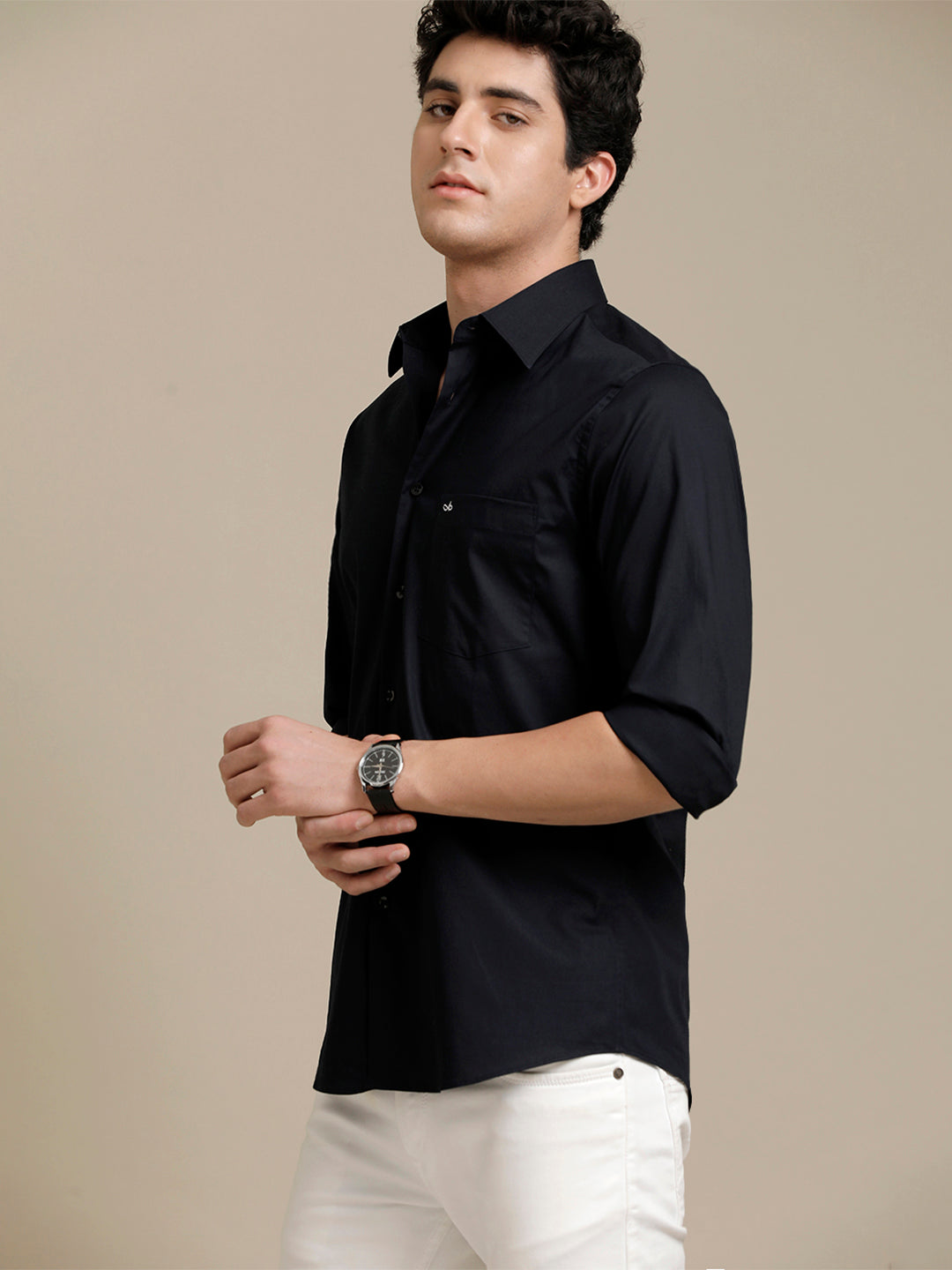 Aldeno Mens Slim Fit Indigo Formal Cotton Stretch Shirt (ROCCO)