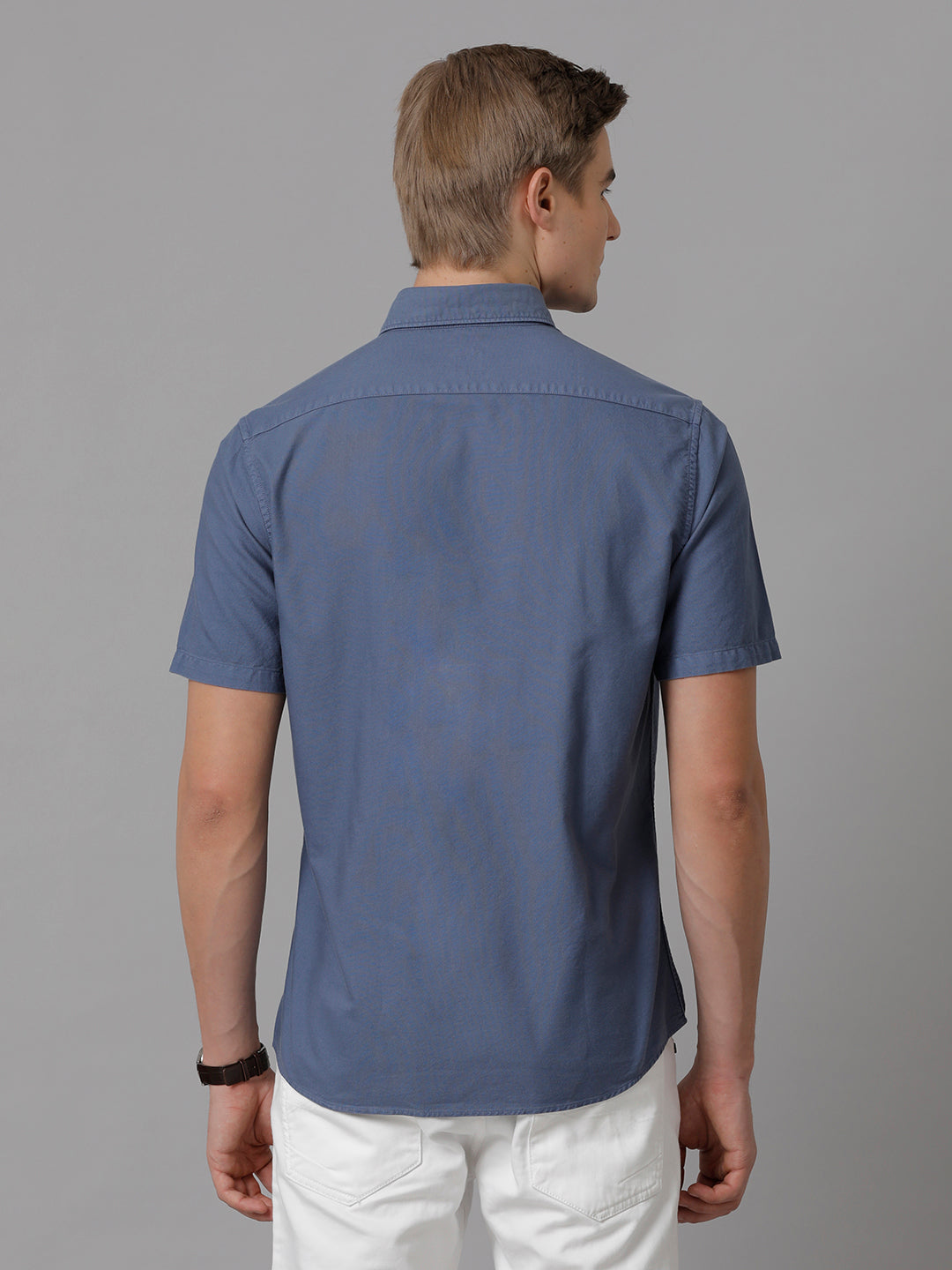 Aldeno Men Solid Casual Blue Shirt (OLIXY)