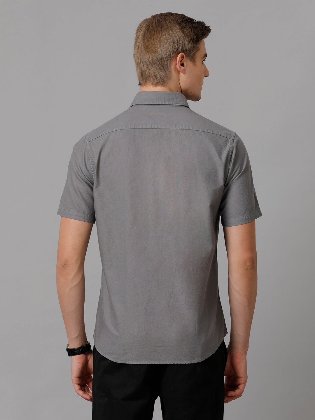 Aldeno Men Solid Casual Grey Shirt (ODULF)