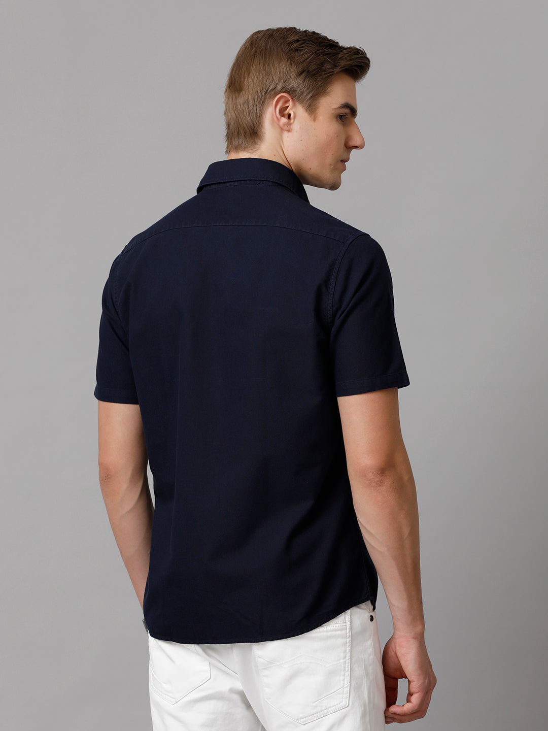 Aldeno Men Solid Casual Navy Blue Shirt (ORVIN)