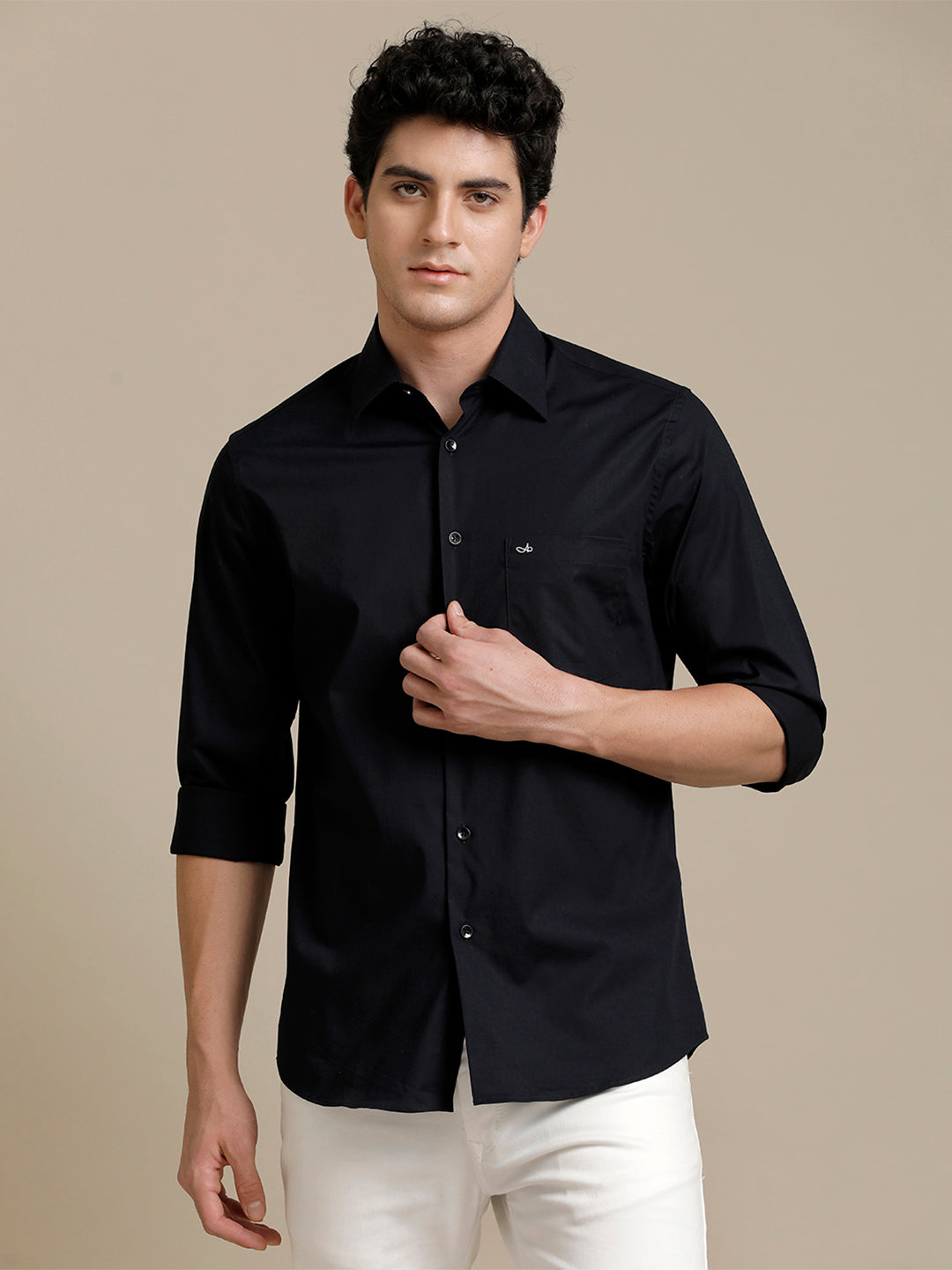 Aldeno Mens Slim Fit Indigo Formal Cotton Stretch Shirt (ROCCO)