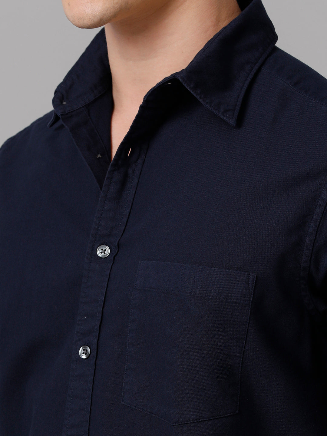 Aldeno Men Solid Casual Navy Blue Shirt (ORVIN)
