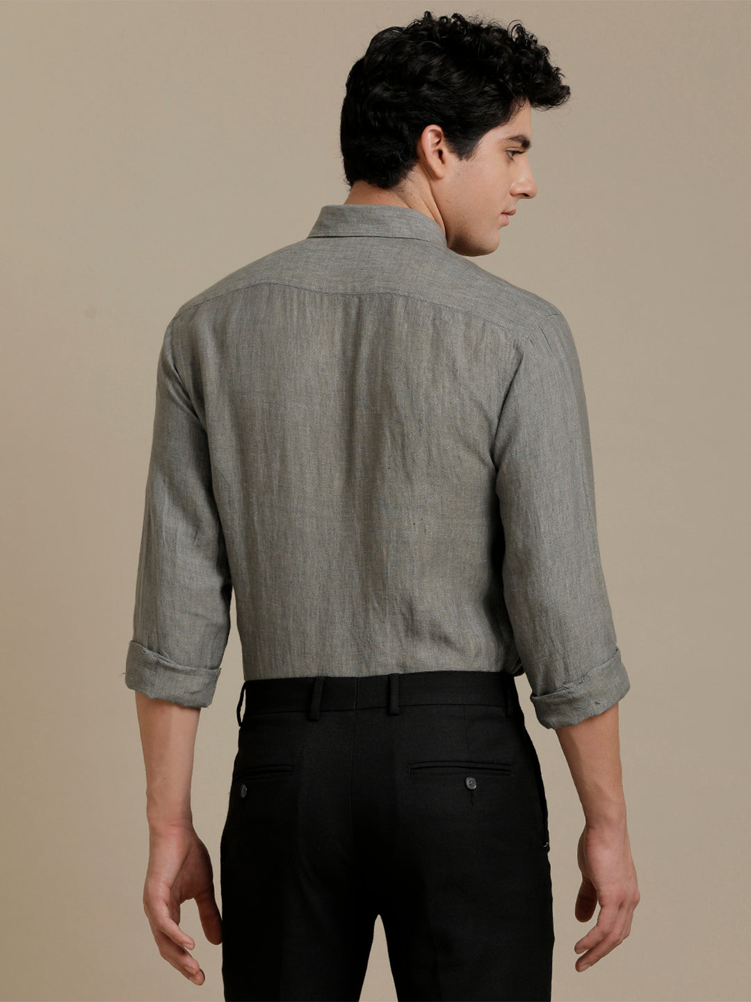 Aldeno Mens Regular Fit Seaweed Green Solid Casual Linen Shirt (LAGRE)
