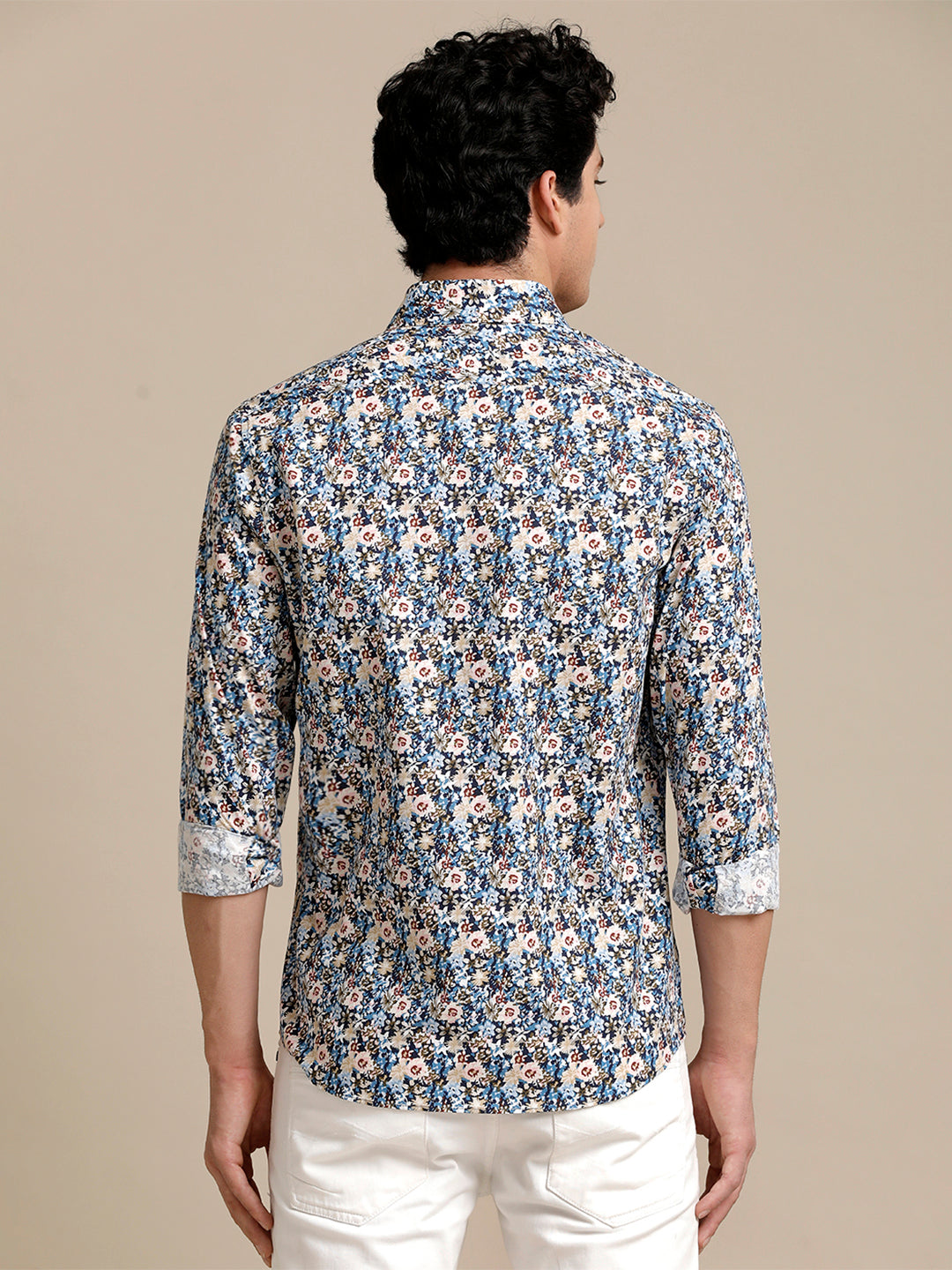 Aldeno Mens Regular Fit Floral Aop Blue Blush/Beige/Pink/Red Casual Cotton Shirt (POMUL)