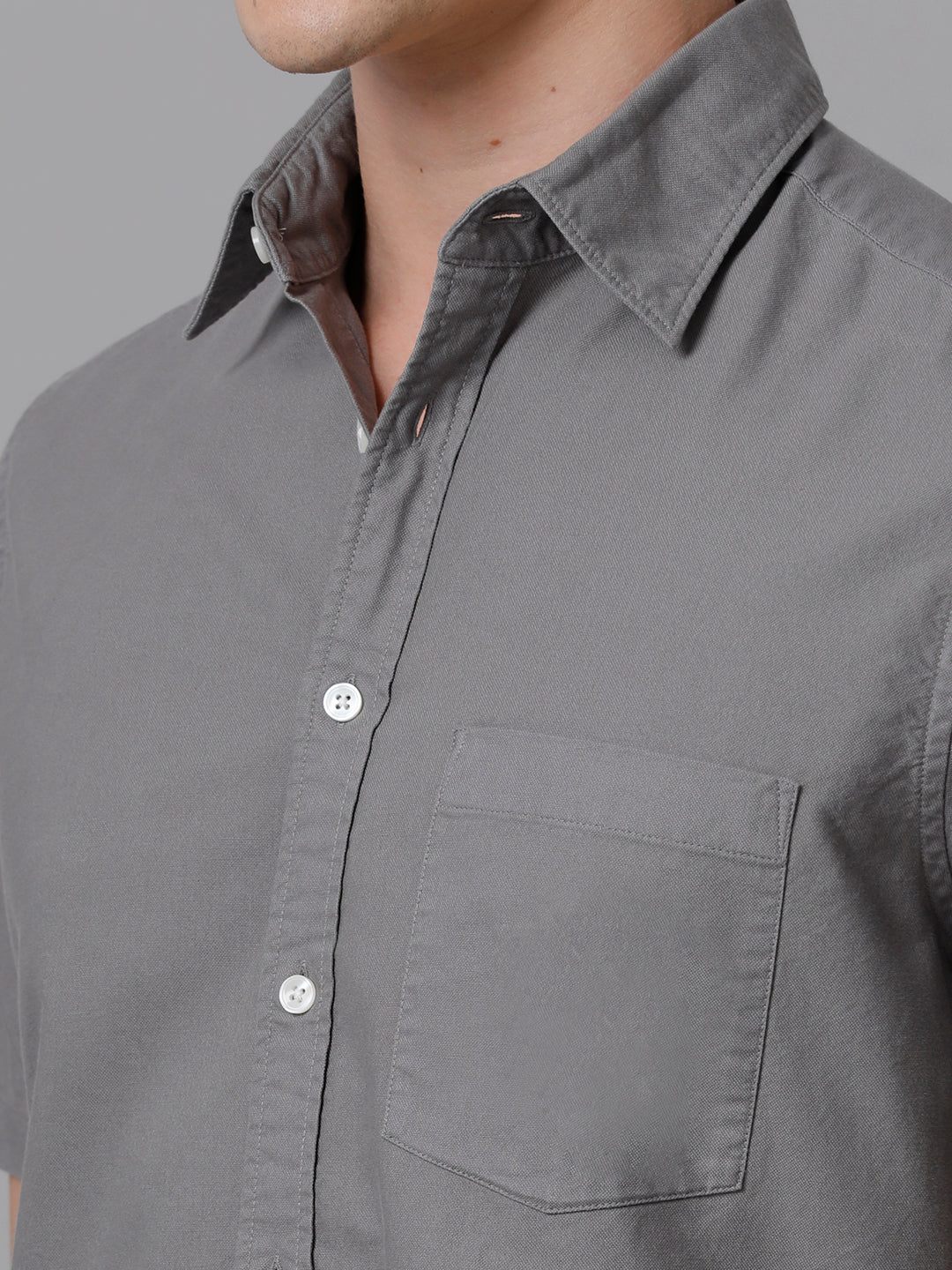 Aldeno Men Solid Casual Grey Shirt (ODULF)
