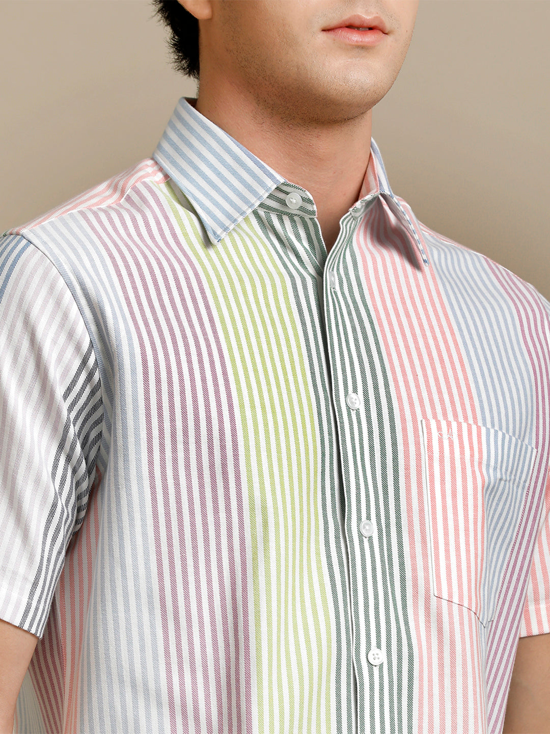 Aldeno Mens Regular Fit Multi Stripe Casual Cotton Shirt (HALLY)