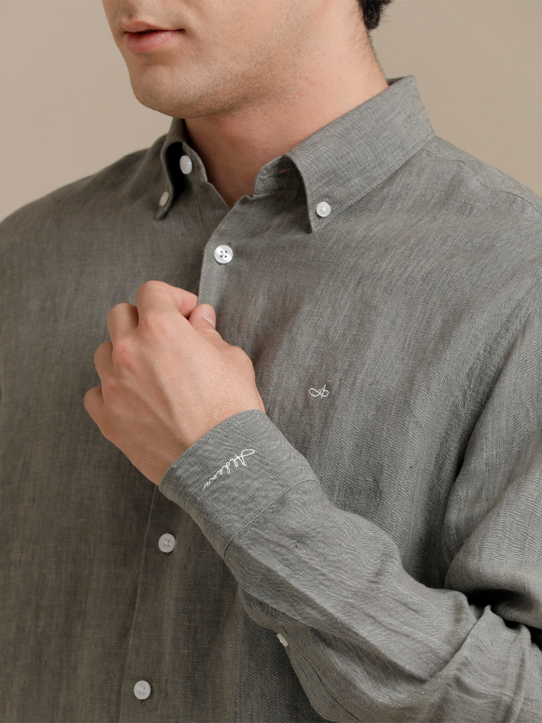 Aldeno Mens Regular Fit Seaweed Green Solid Casual Linen Shirt (LAGRE)