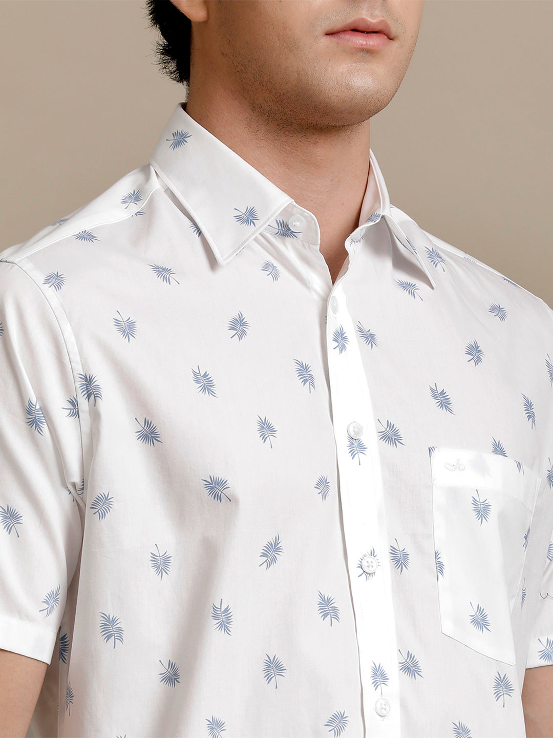 Aldeno Mens Regular Fit Light Blue Aop Casual Cotton Shirt (HOANG)