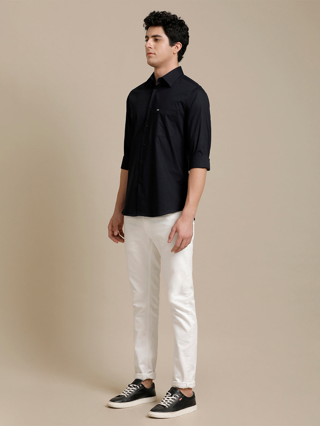 Aldeno Mens Slim Fit Indigo Formal Cotton Stretch Shirt (ROCCO)