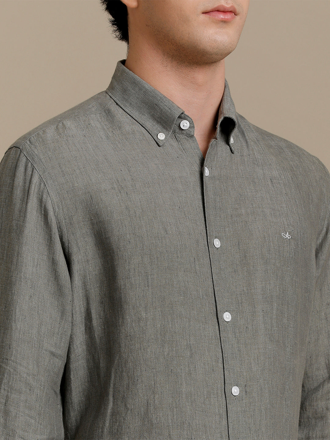Aldeno Mens Regular Fit Seaweed Green Solid Casual Linen Shirt (LAGRE)