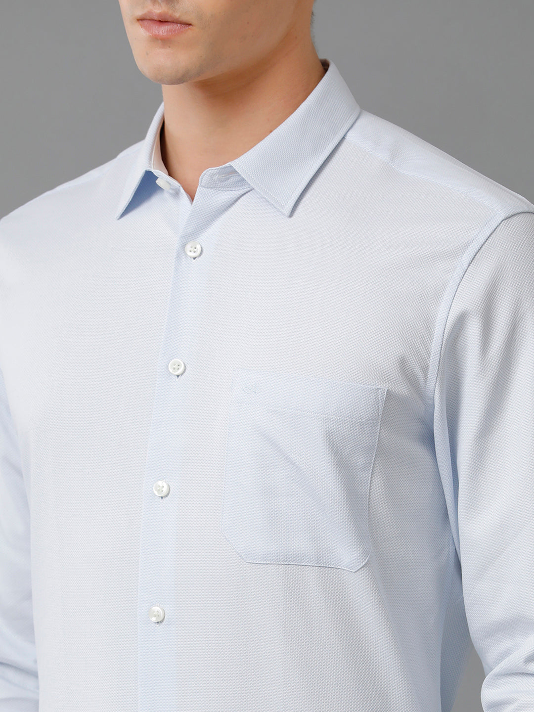 Aldeno Men's Regular Fit PLAIN Textured Blue Formal Cotton Shirt (BELON)