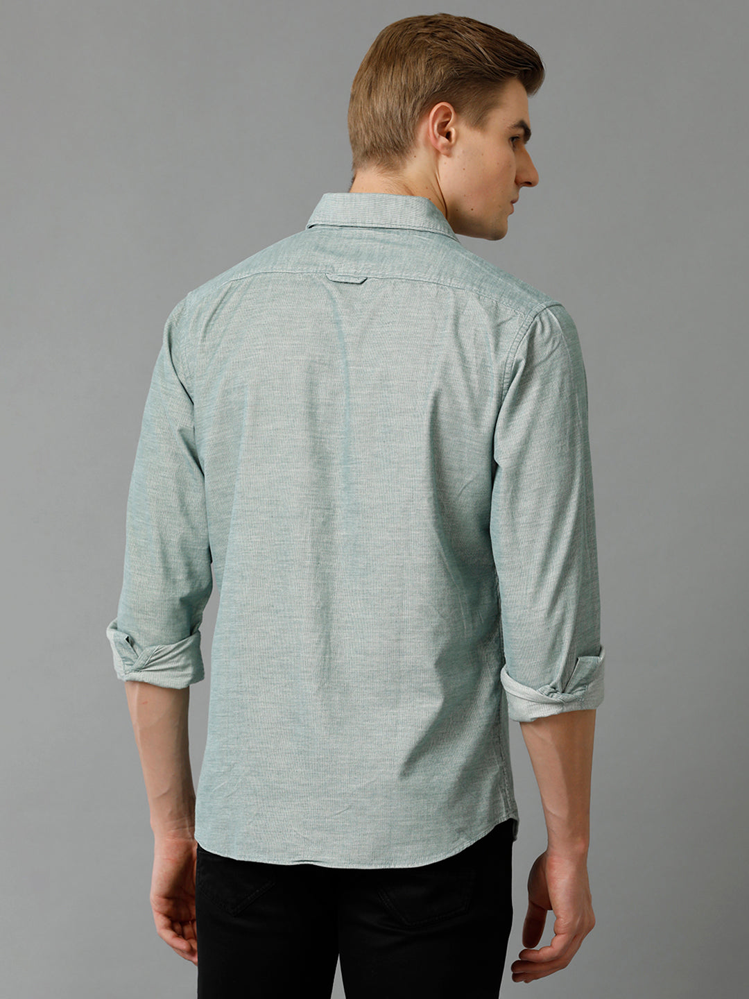 Aldeno Men's Regular Fit Solid Plain Green Casual Cotton Corduroy Shirt (GIGI))