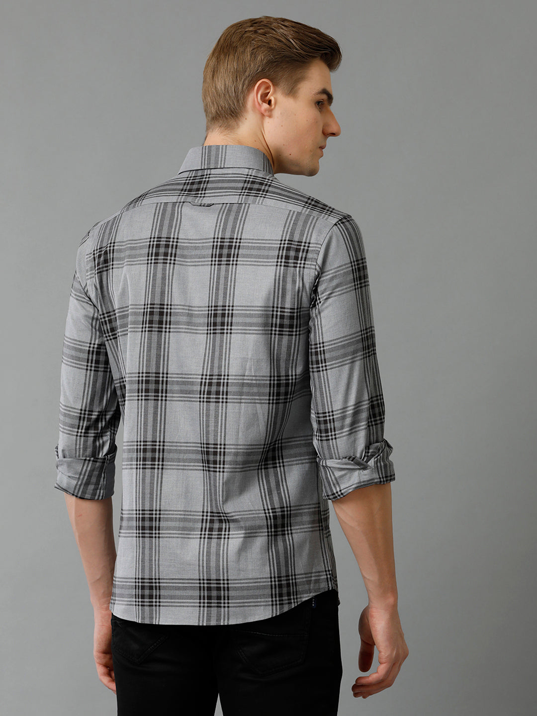 Aldeno Mens Regular Fit Other Checks Black Casual Cotton Shirt (CALVE)