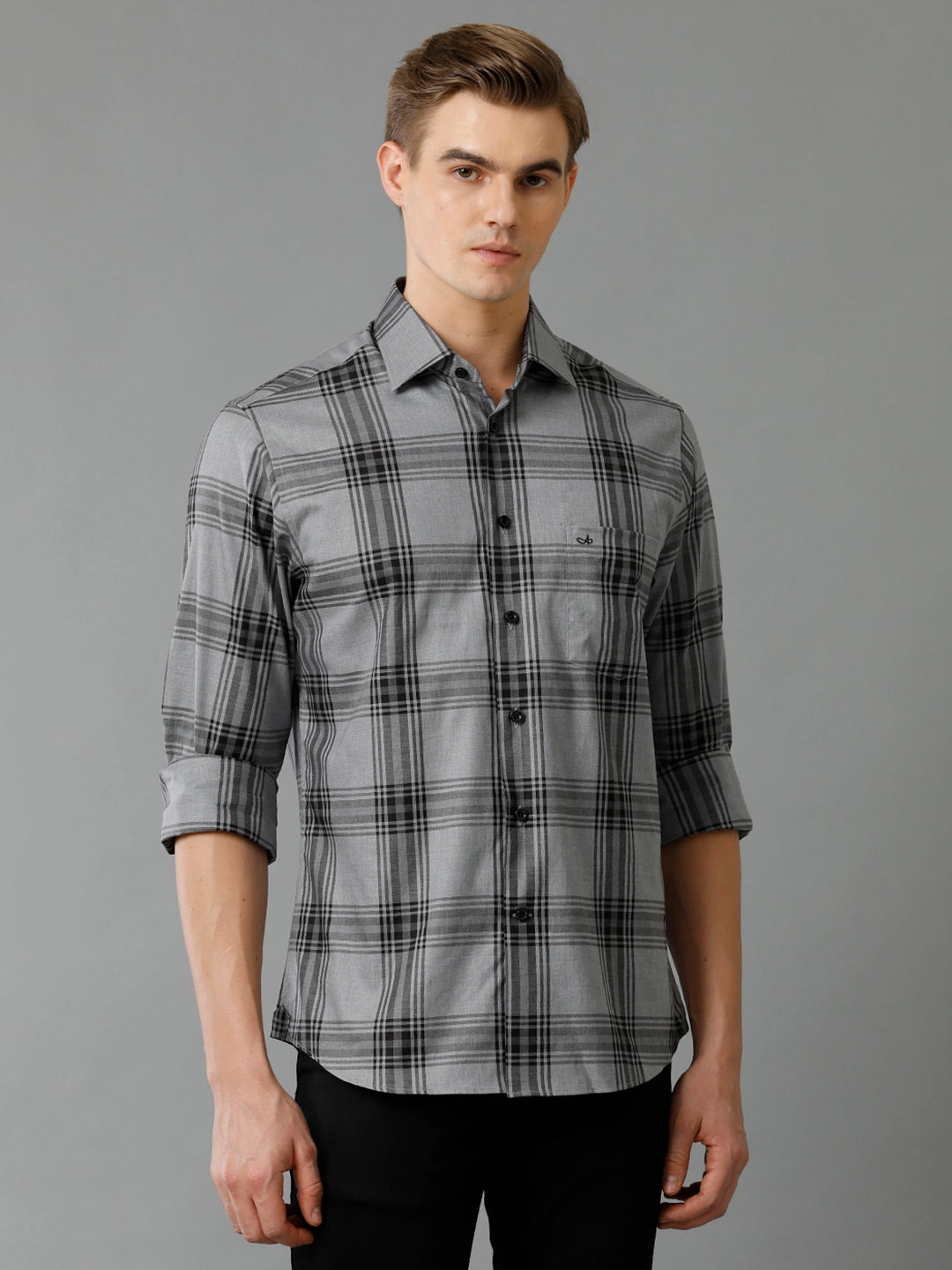 Aldeno Mens Regular Fit Other Checks Black Casual Cotton Shirt (CALVE)
