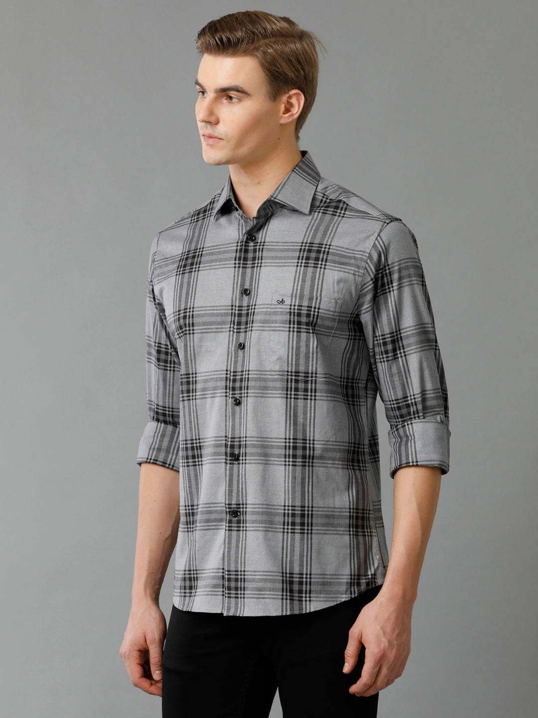 Aldeno Mens Regular Fit Other Checks Black Casual Cotton Shirt (CALVE)