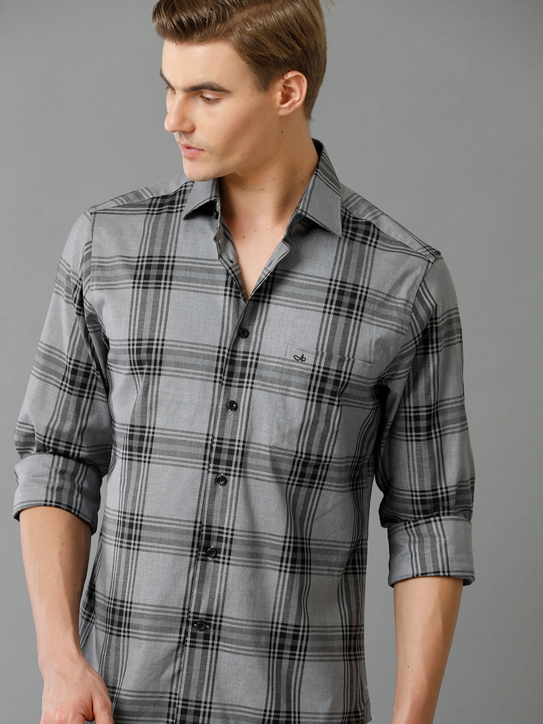 Aldeno Mens Regular Fit Other Checks Black Casual Cotton Shirt (CALVE)
