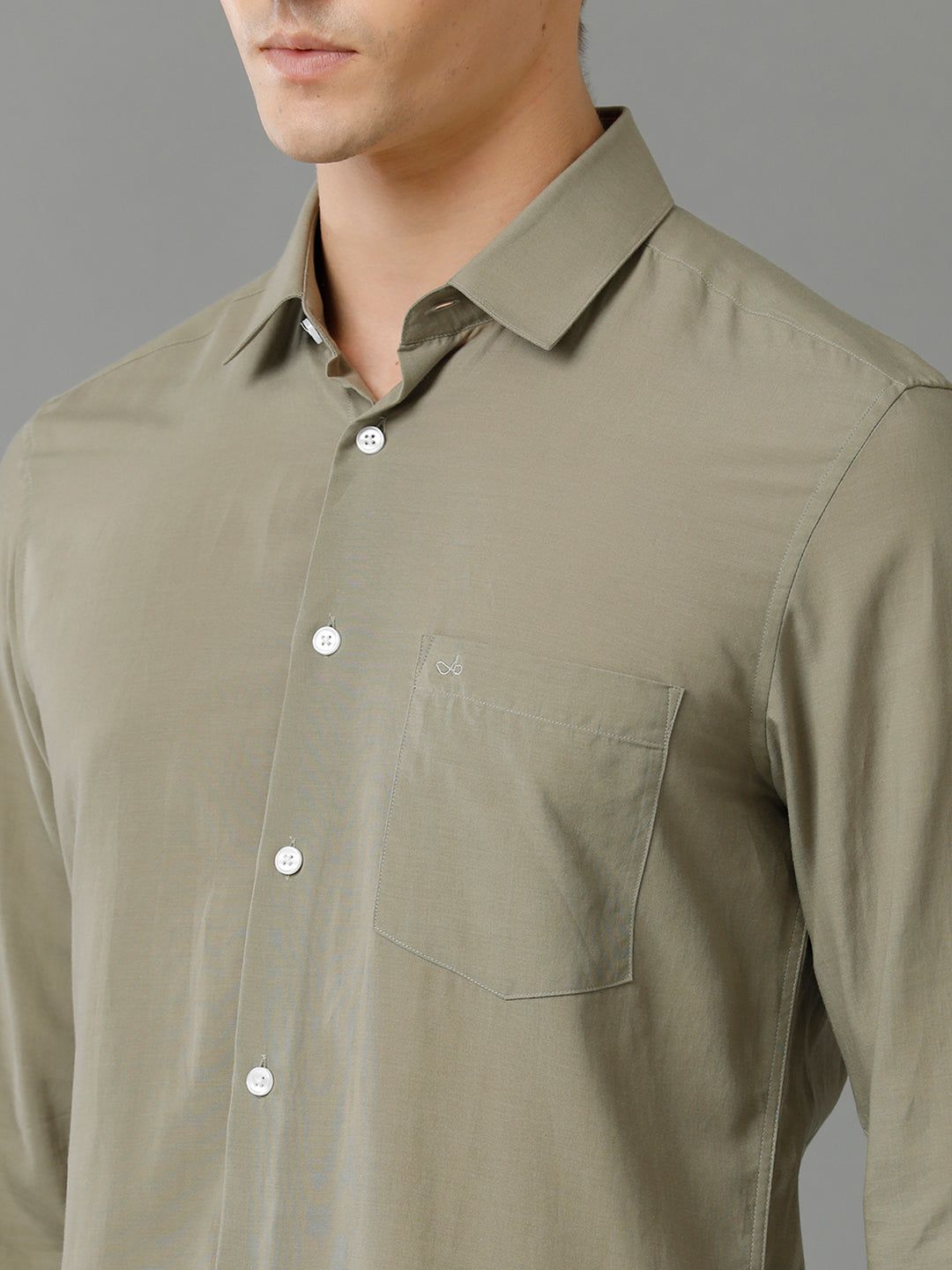 Aldeno Mens Slim Fit Solid Olive Formal Cotton Modal Shirt (MASON)