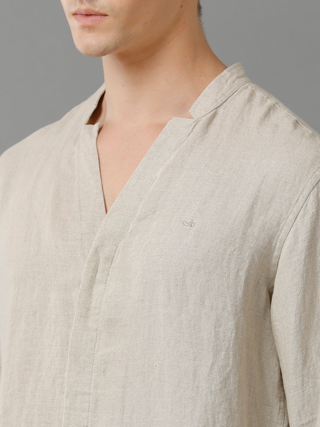 Aldeno Mens Regular Fit Solid Beige Casual Linen Shirt (LACIE)