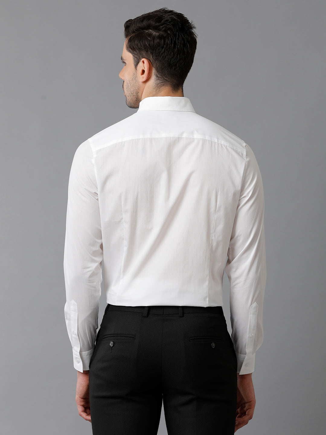 Aldeno Mens Slim Fit Solid White Formal Cotton Shirt (CORM)