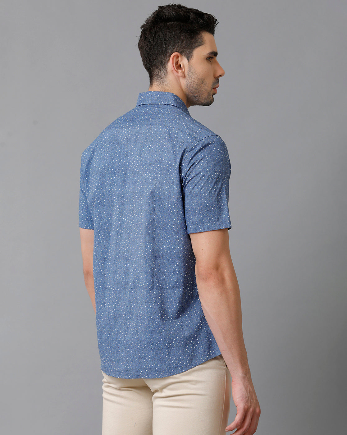 Aldeno Mens Regular Fit Polka Dots White Casual Cotton Shirt (CLAV)