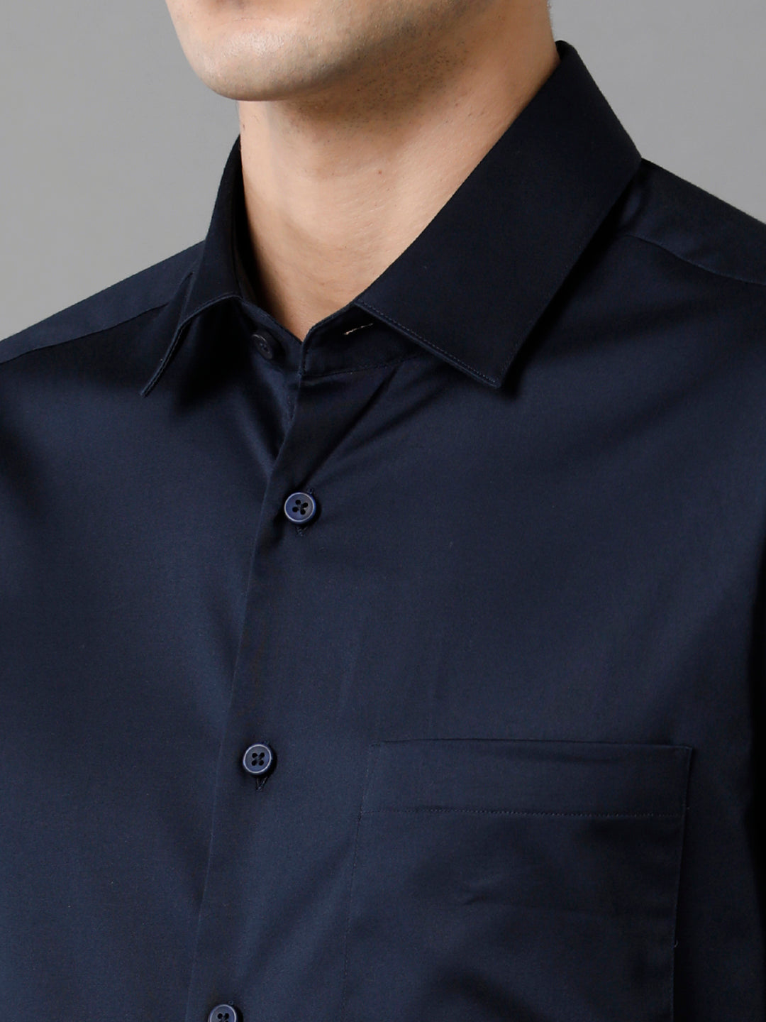 Aldeno Men Solid Formal Navy Shirt (SANAV)