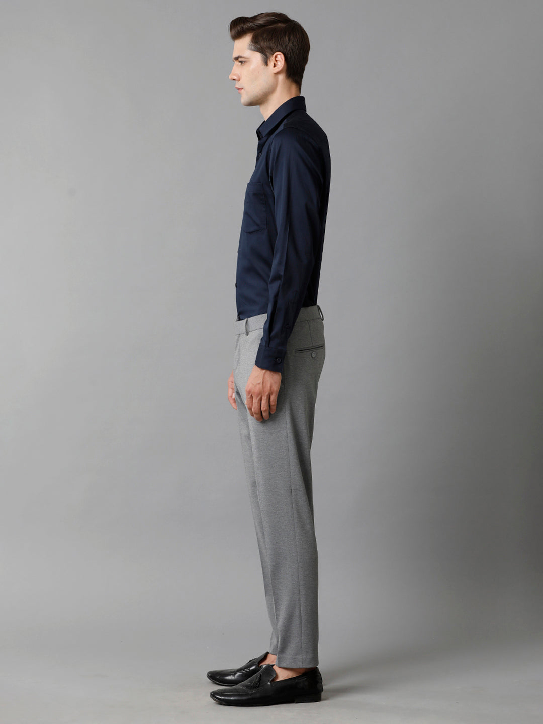 Aldeno Men Solid Formal Navy Shirt (SANAV)