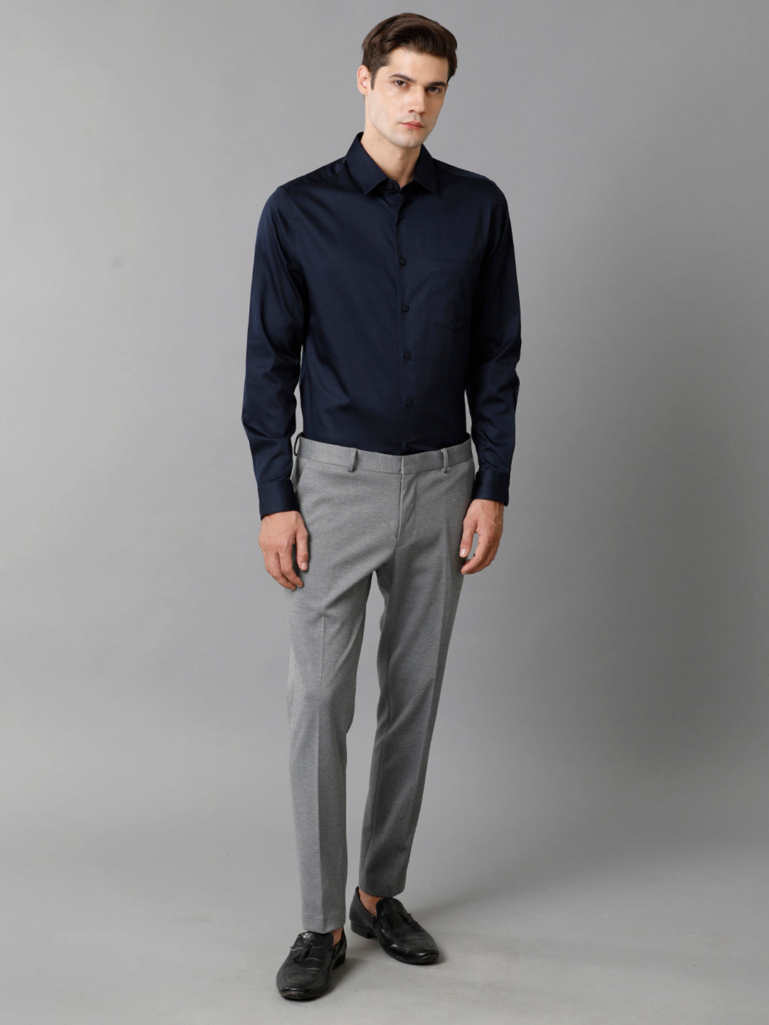 Aldeno Men Solid Formal Navy Shirt (SANAV)