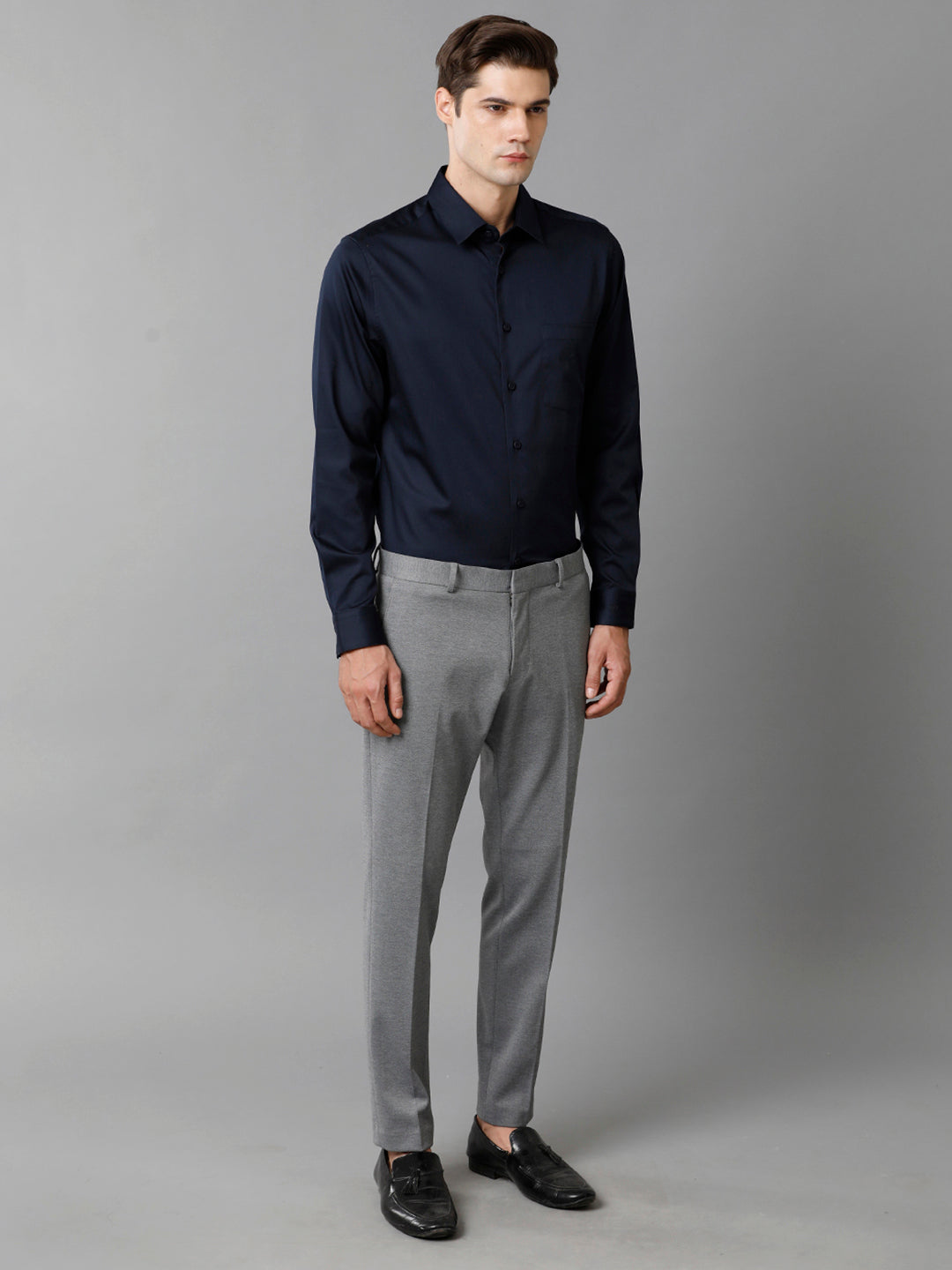 Aldeno Men Solid Formal Navy Shirt (SANAV)