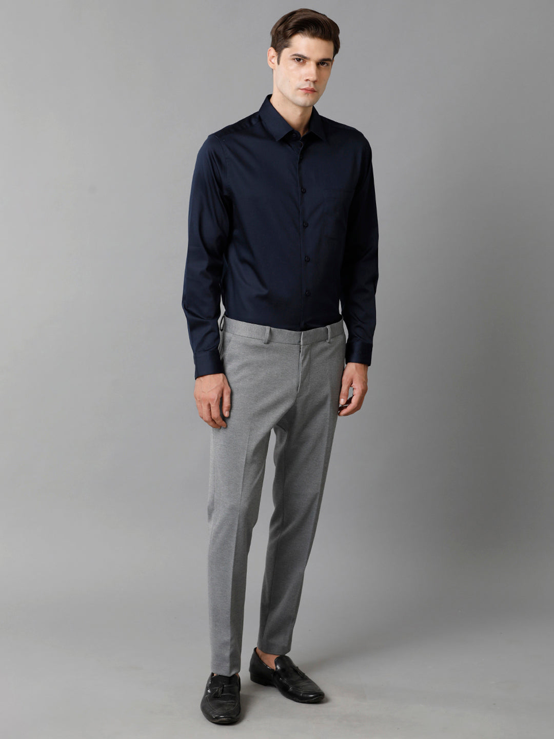 Aldeno Men Solid Formal Navy Shirt (SANAV)