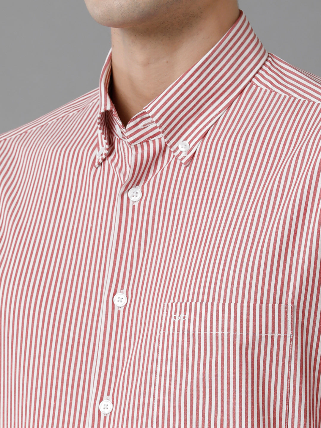 Aldeno Mens Slim Fit Stripe Red/White Casual Cotton Stretch Shirt (TARSO)