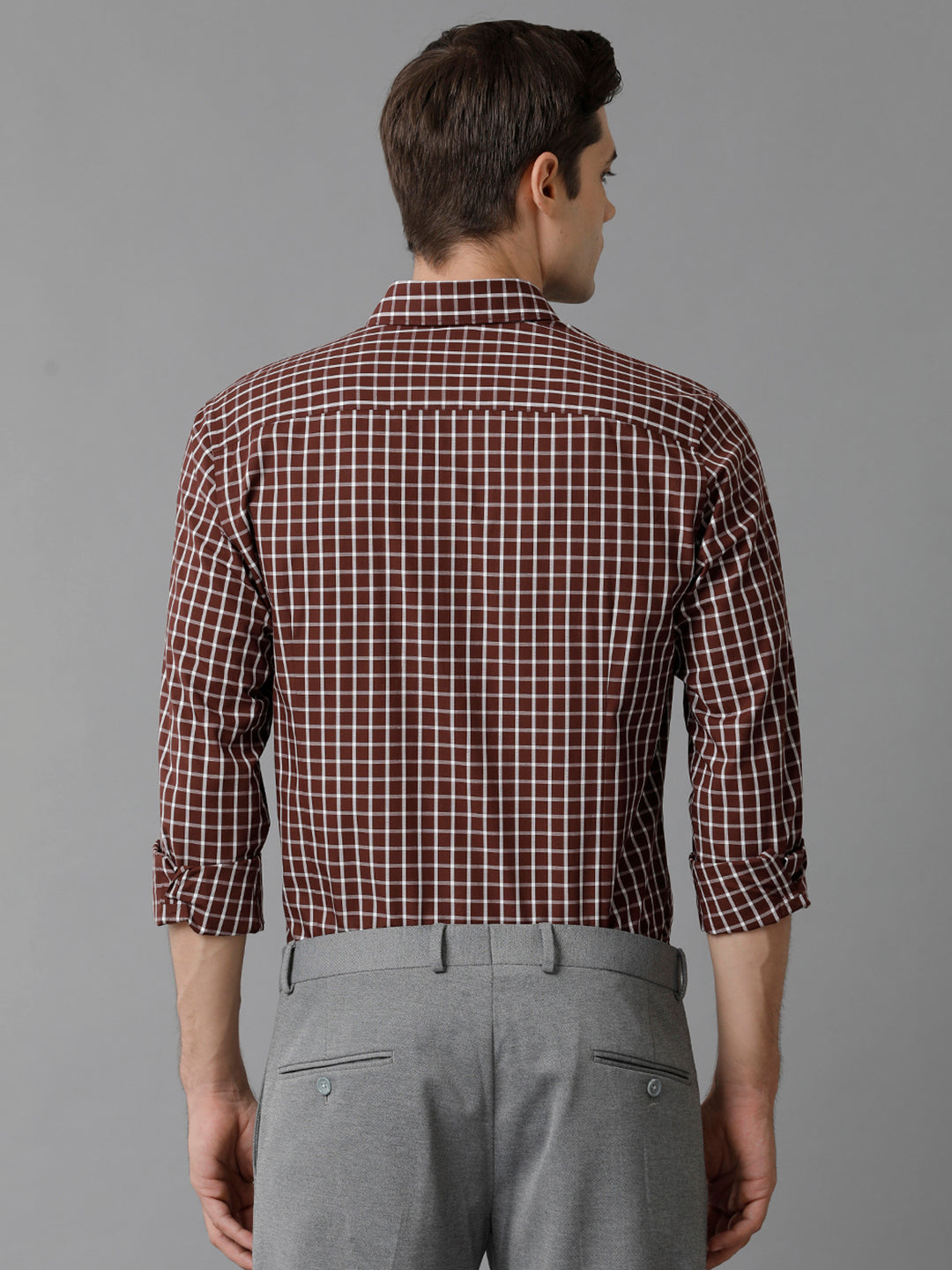 Aldeno Mens Slim Fit Check Brown/White Casual Cotton Shirt (CHIARA)