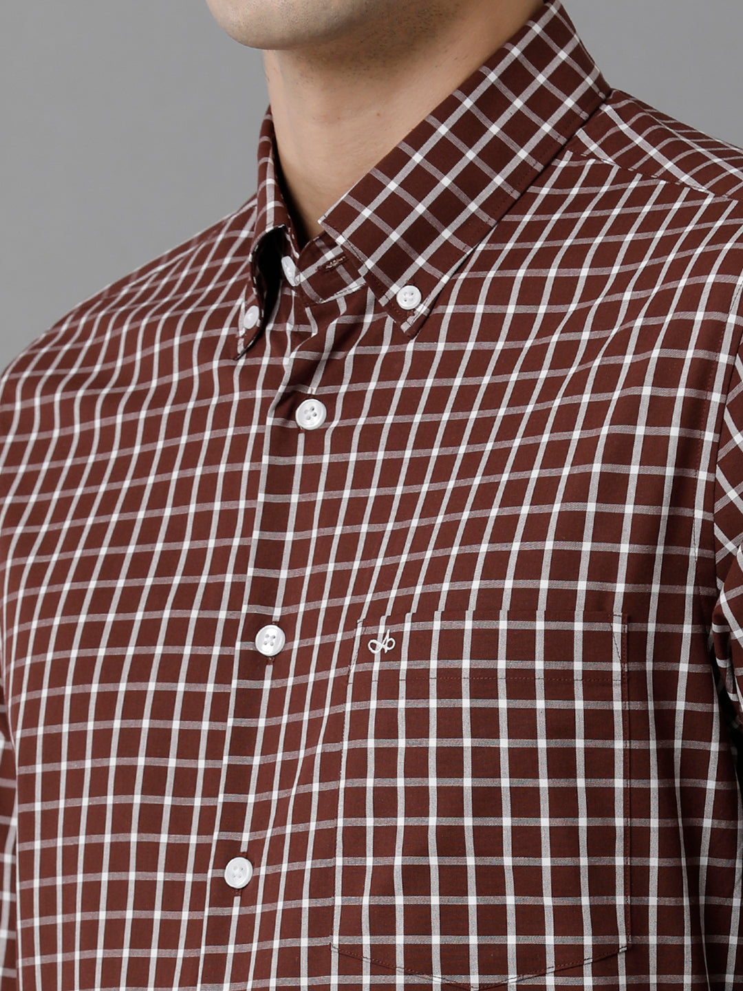 Aldeno Mens Slim Fit Check Brown/White Casual Cotton Shirt (CHIARA)