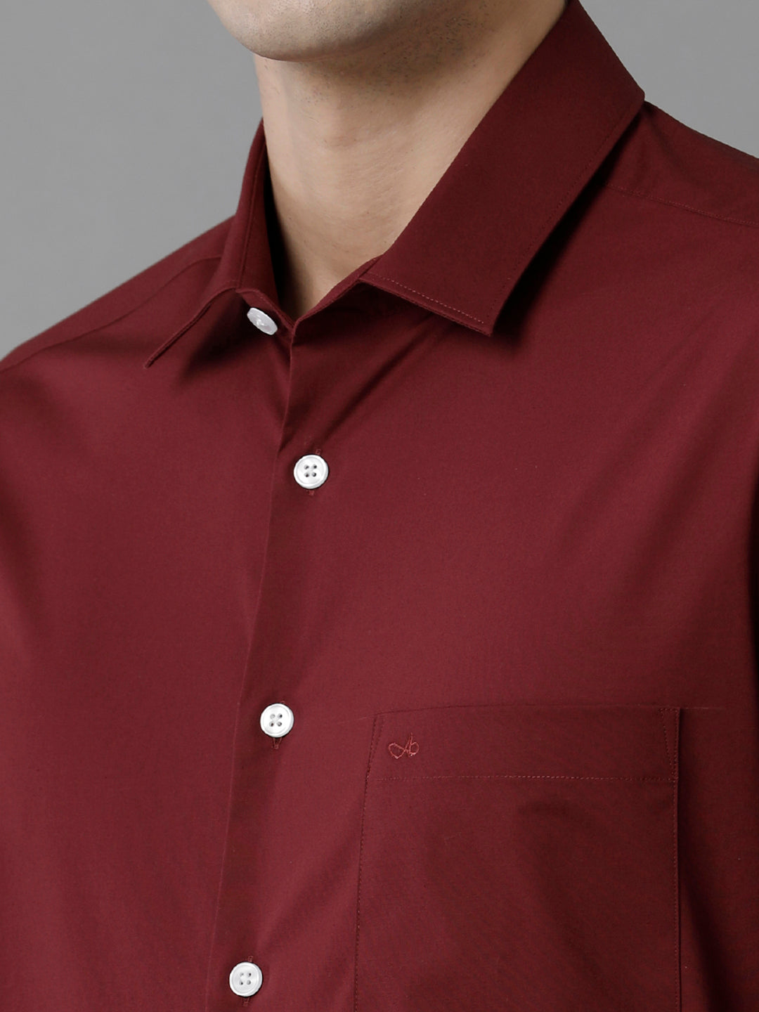 Aldeno Mens Slim Fit Solid Maroon Formal Cotton Stretch Shirt (CIAN)