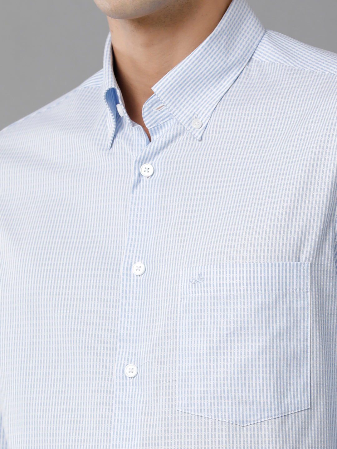 Aldeno Mens Slim Fit Vertical Stripes Blue Formal Cotton Shirt (CHEVY)