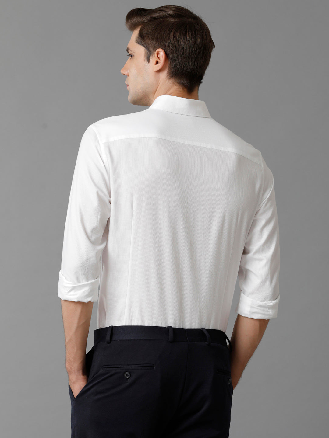 Aldeno Mens Slim Fit Solid White Formal Cotton Shirt (CALEB)