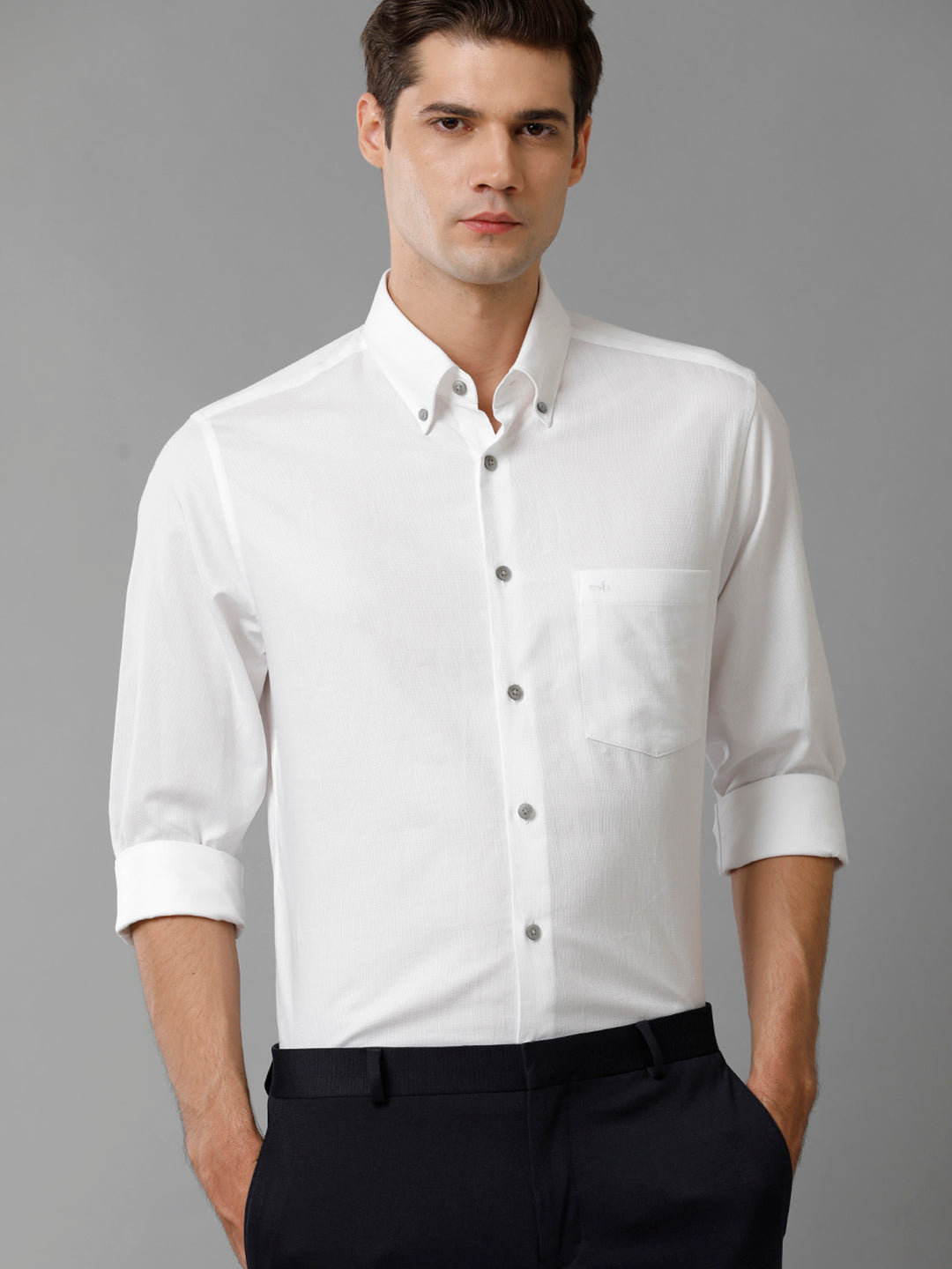 Aldeno Mens Slim Fit Solid White Formal Cotton Shirt (CALEB)