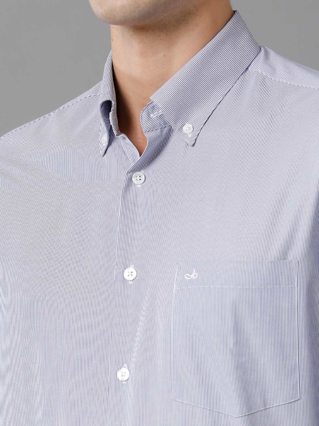 Aldeno Mens Slim Fit Vertical Stripes Navy Blue Formal Cotton Shirt (CAVAN)