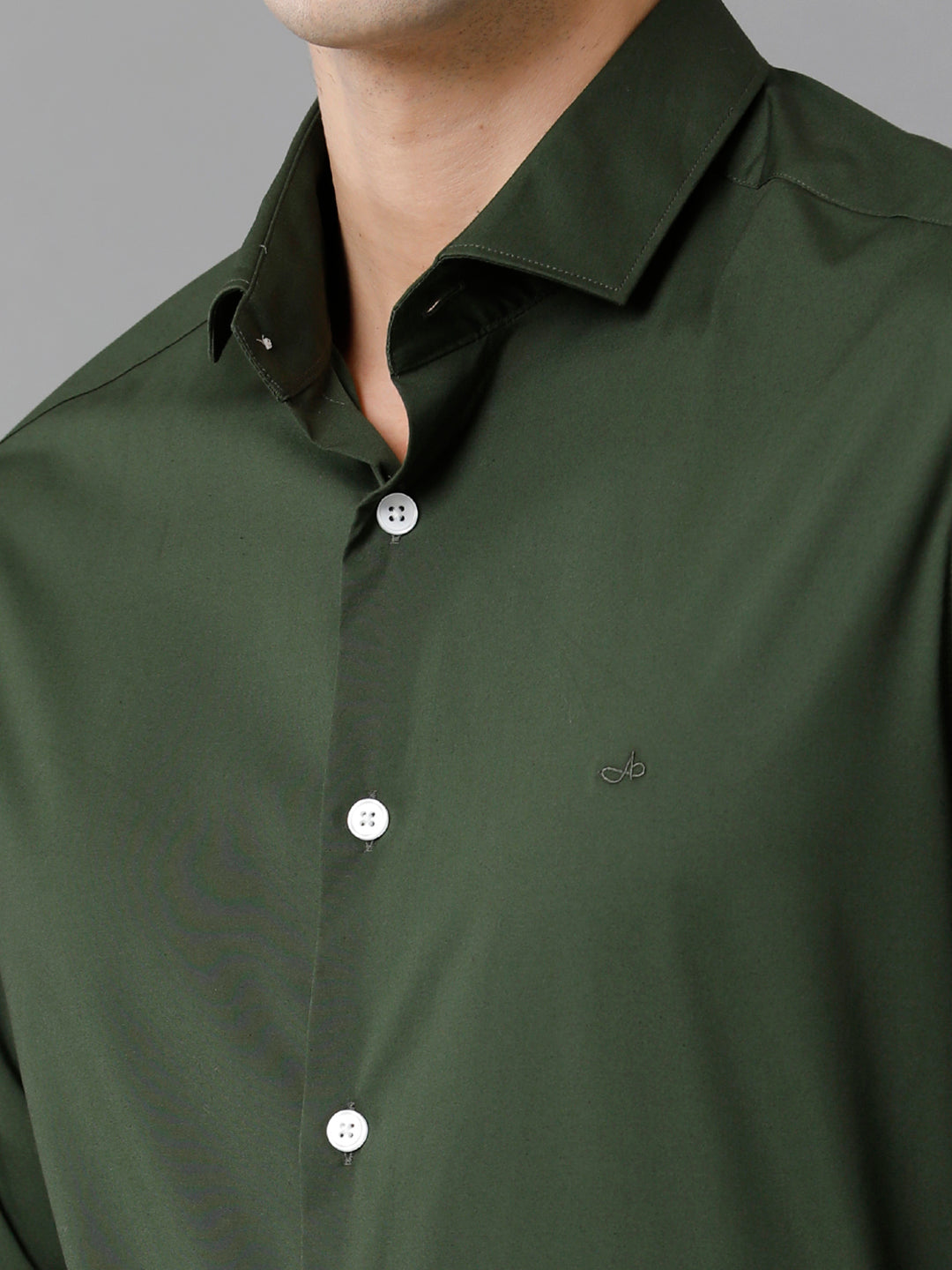 Aldeno Mens Slim Fit Solid Green Formal Satin Shirt (CHORD)