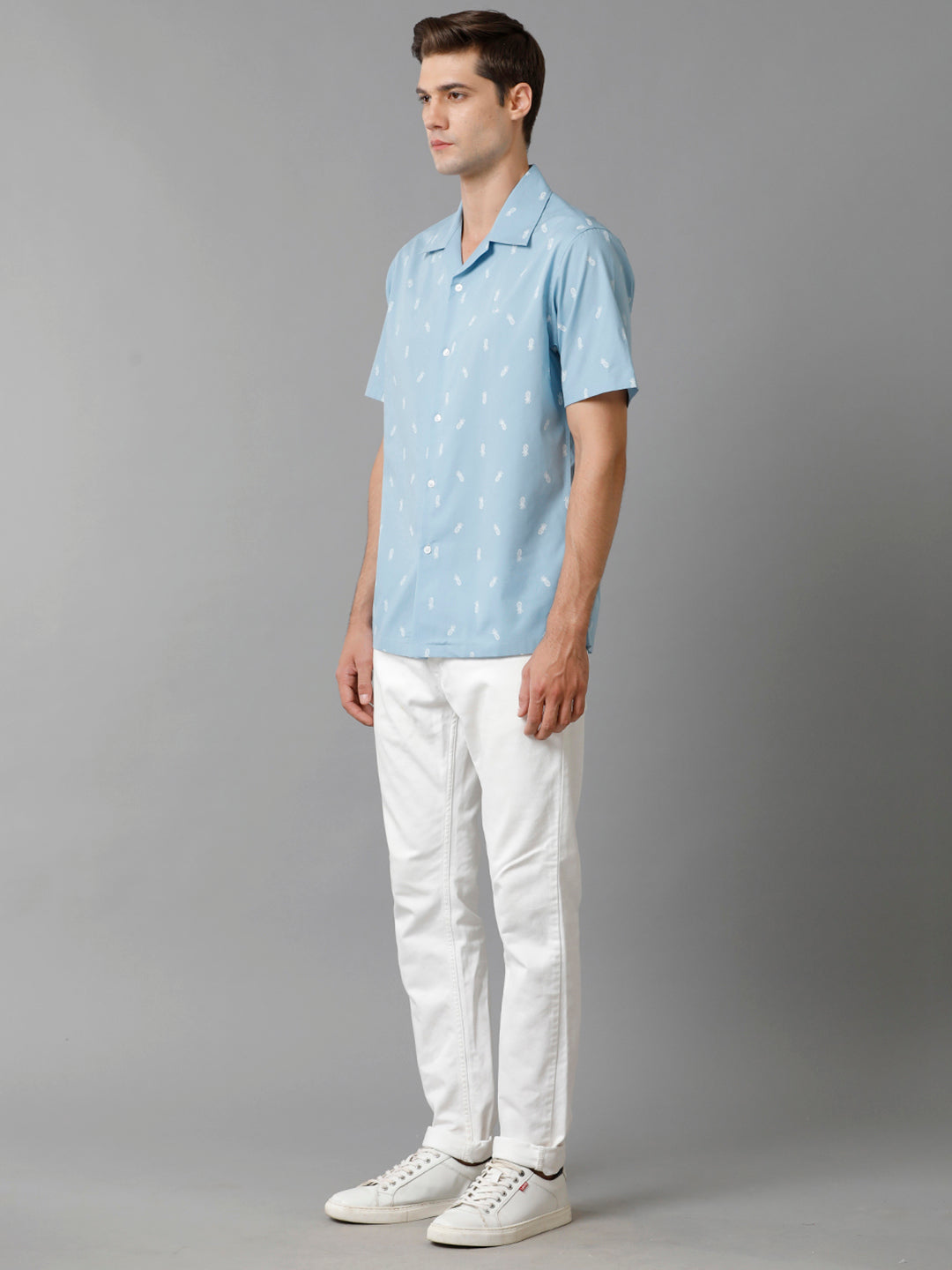 Aldeno Mens Regular Fit Pineapple AOP Casual Cotton Shirt (HENRI)