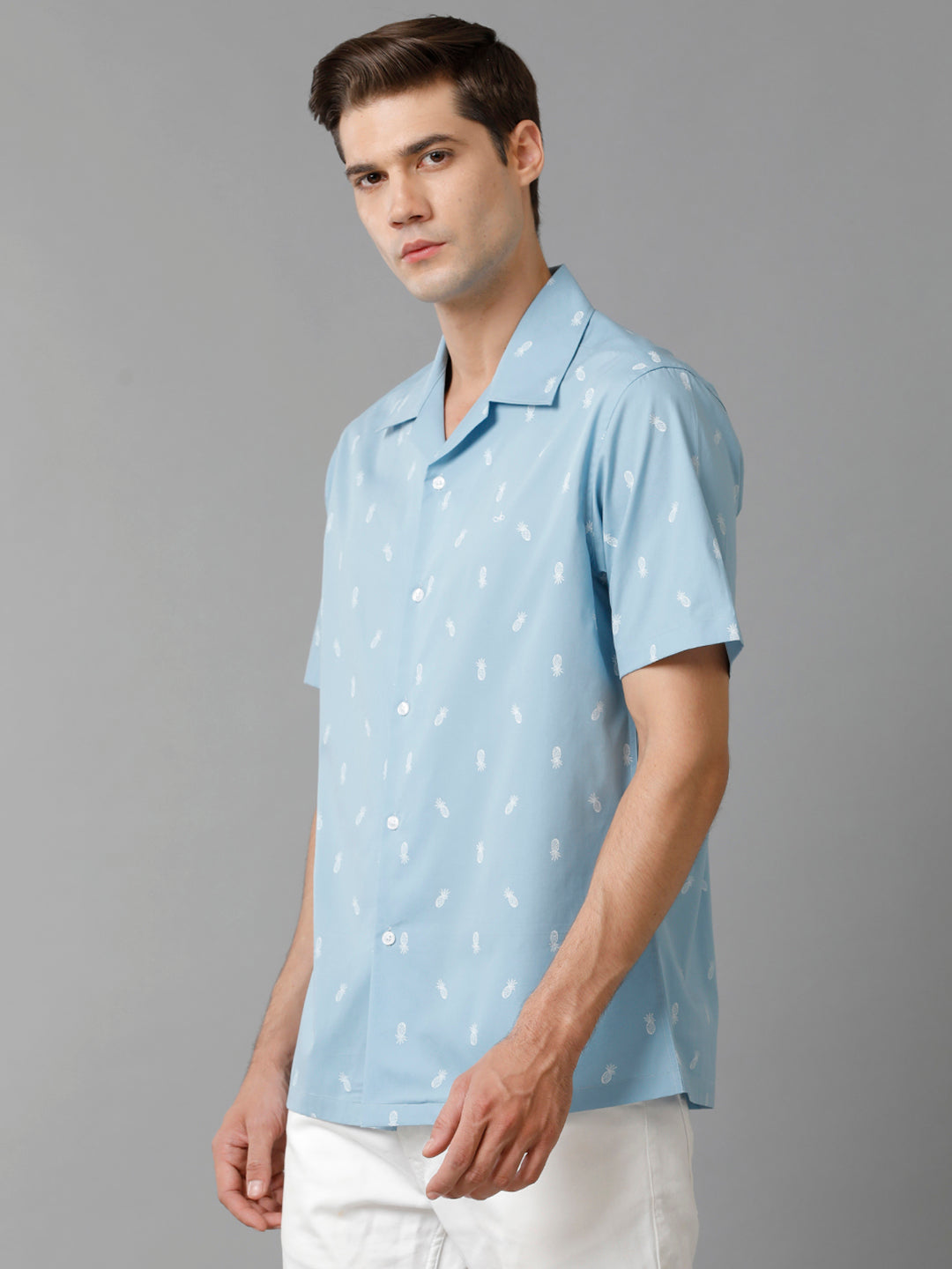 Aldeno Mens Regular Fit Pineapple AOP Casual Cotton Shirt (HENRI)