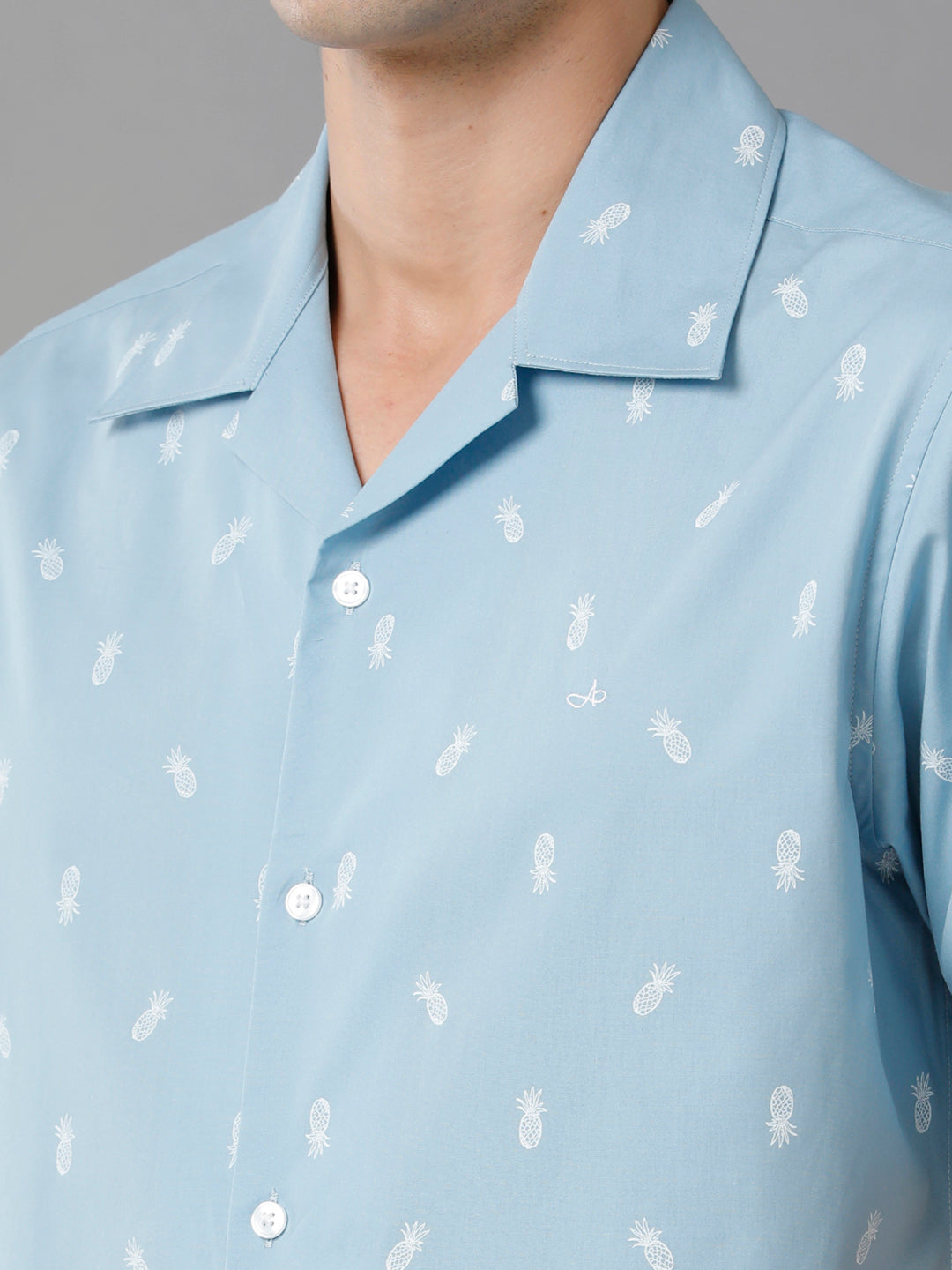 Aldeno Mens Regular Fit Pineapple AOP Casual Cotton Shirt (HENRI)