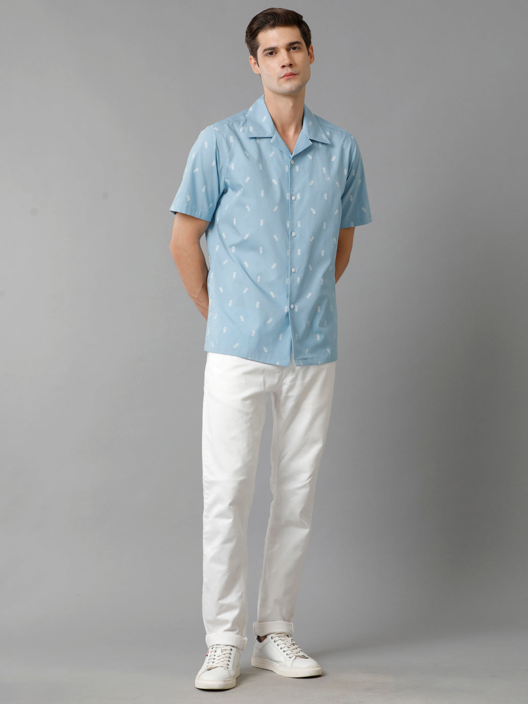 Aldeno Mens Regular Fit Pineapple AOP Casual Cotton Shirt (HENRI)