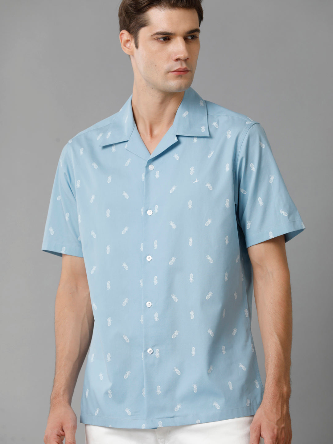Aldeno Mens Regular Fit Pineapple AOP Casual Cotton Shirt (HENRI)