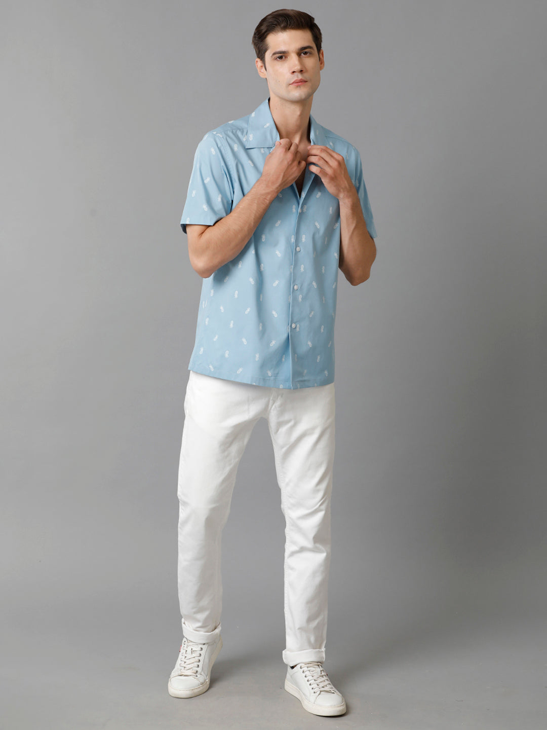 Aldeno Mens Regular Fit Pineapple AOP Casual Cotton Shirt (HENRI)