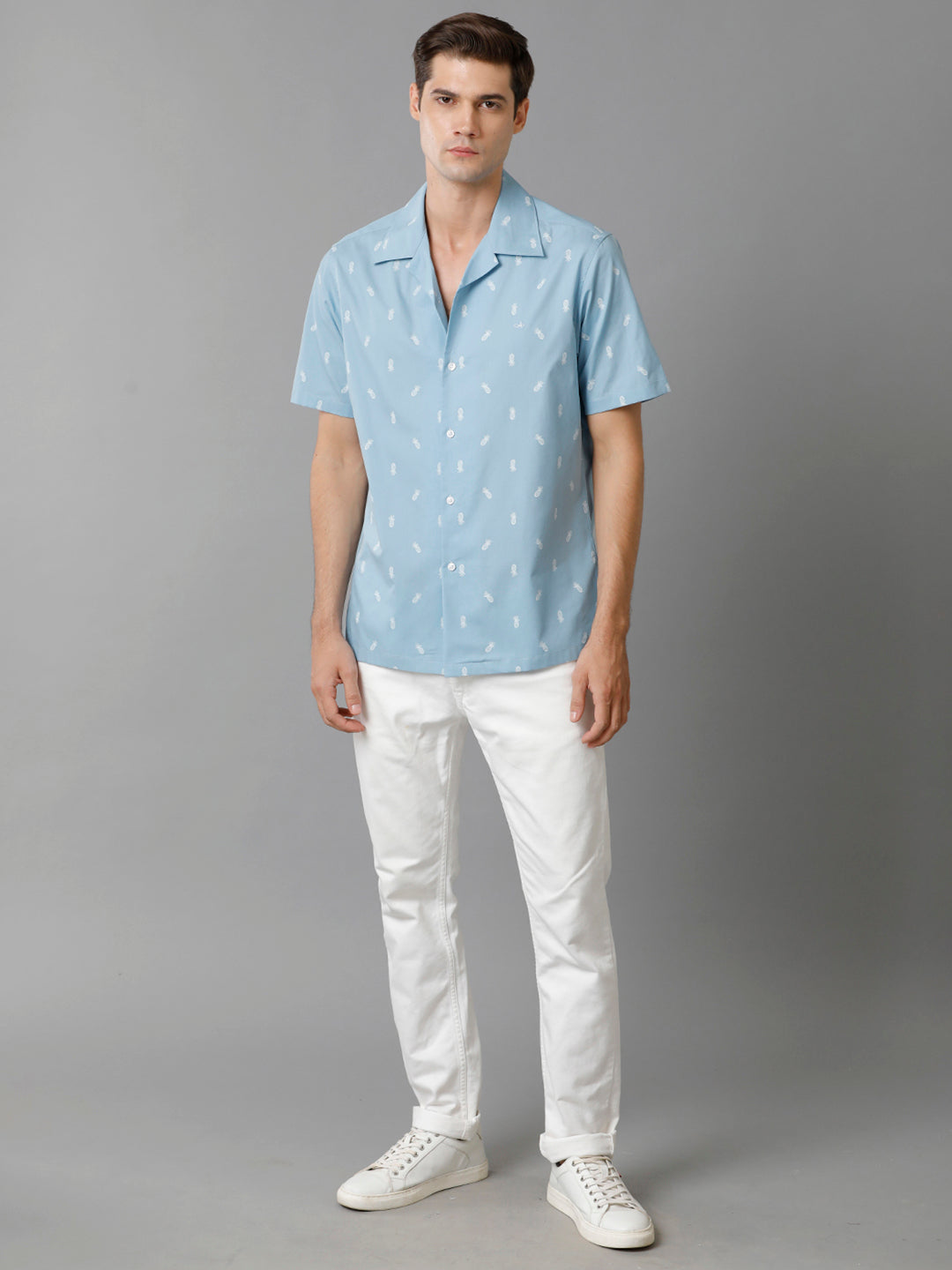 Aldeno Mens Regular Fit Pineapple AOP Casual Cotton Shirt (HENRI)