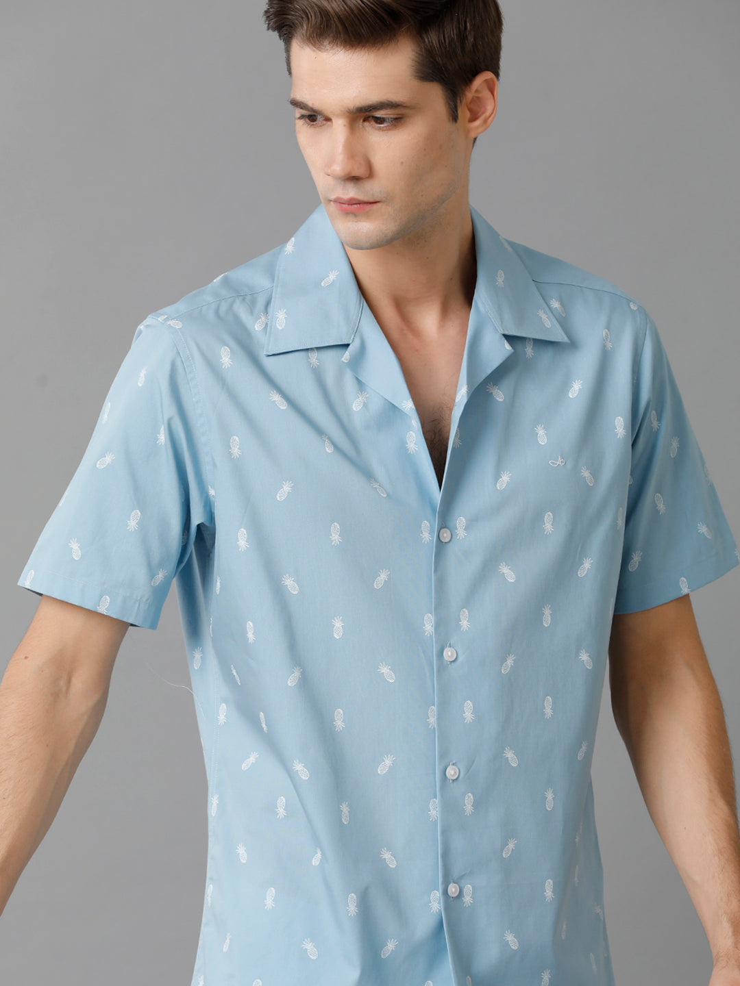 Aldeno Mens Regular Fit Pineapple AOP Casual Cotton Shirt (HENRI)