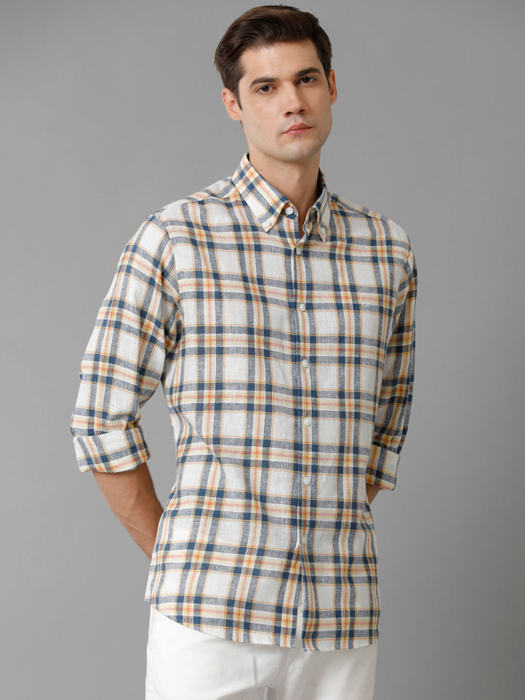 Aldeno Mens Regular Fit Multi Check Casual Cotton Shirt (ELLA)