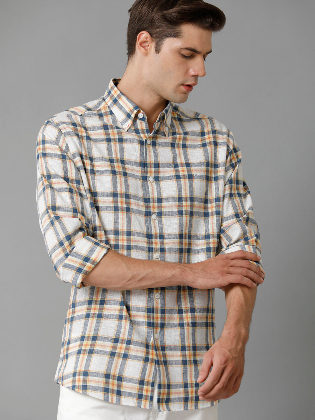 Aldeno Mens Regular Fit Multi Check Casual Cotton Shirt (ELLA)