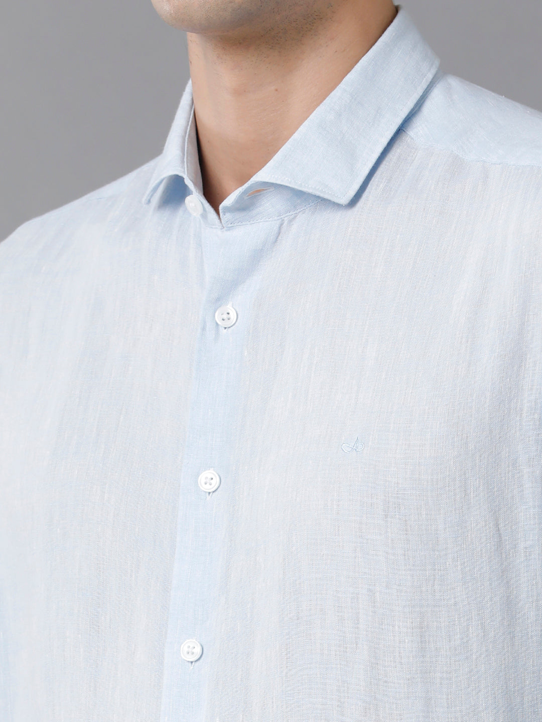 Aldeno Mens Regular Fit Solid Blue Casual Linen Shirt (LEWIS)