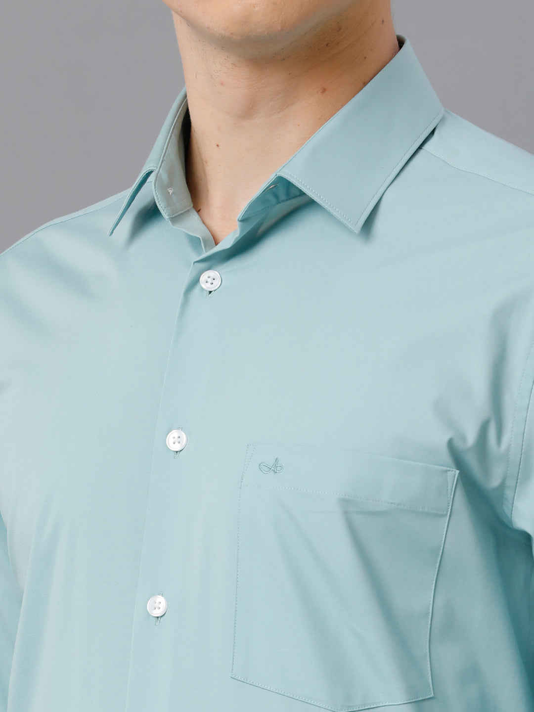 Aldeno Mens Slim Fit Solid Teal Formal Cotton Stretch Shirt (CASON)